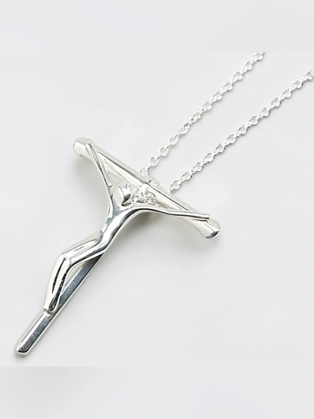 Tiffany & Co. Elsa Peretti 925 Silver Crucifix Pendant Necklace 27mm $900 Retail